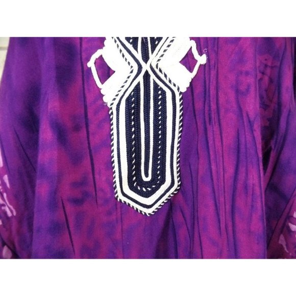 Vintage purple tie dye Dashiki festival caftan maxi dress/ Indian print tribal p - Picture 2 of 4